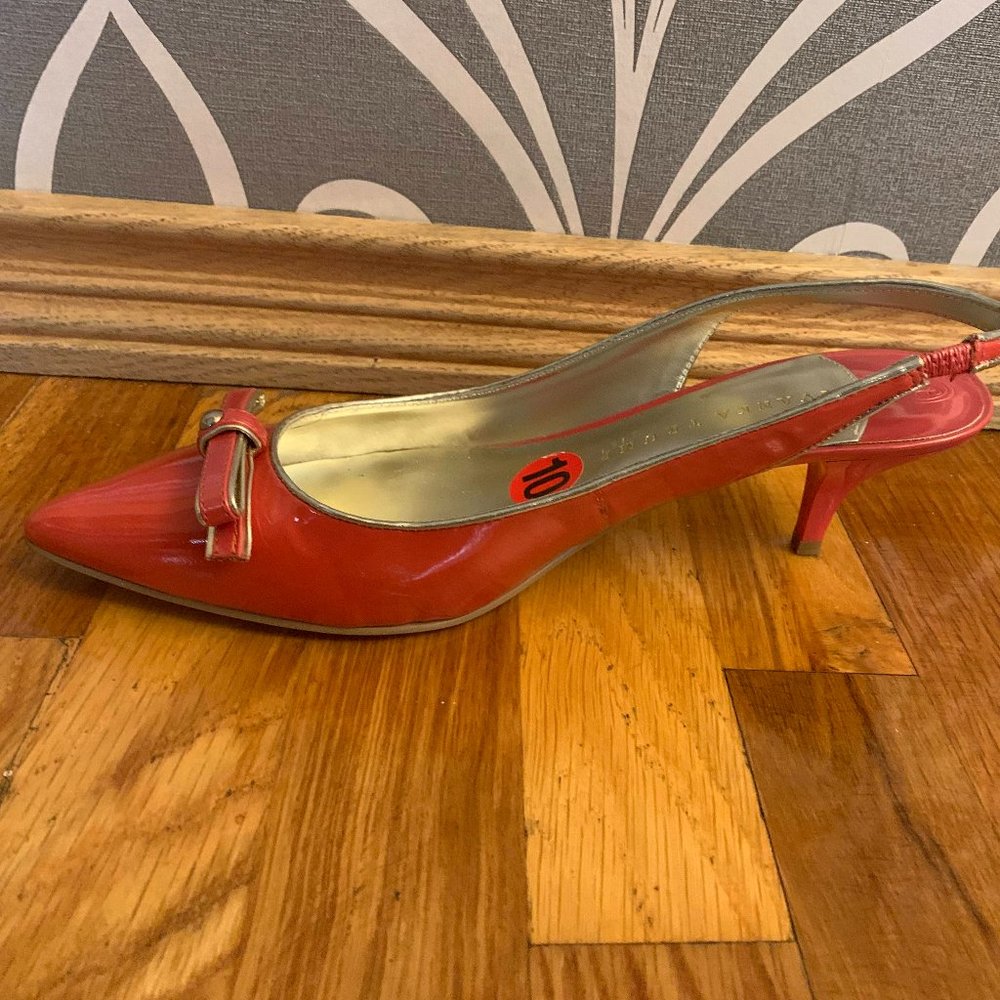 Orange Leather Ivanka Trump Heels